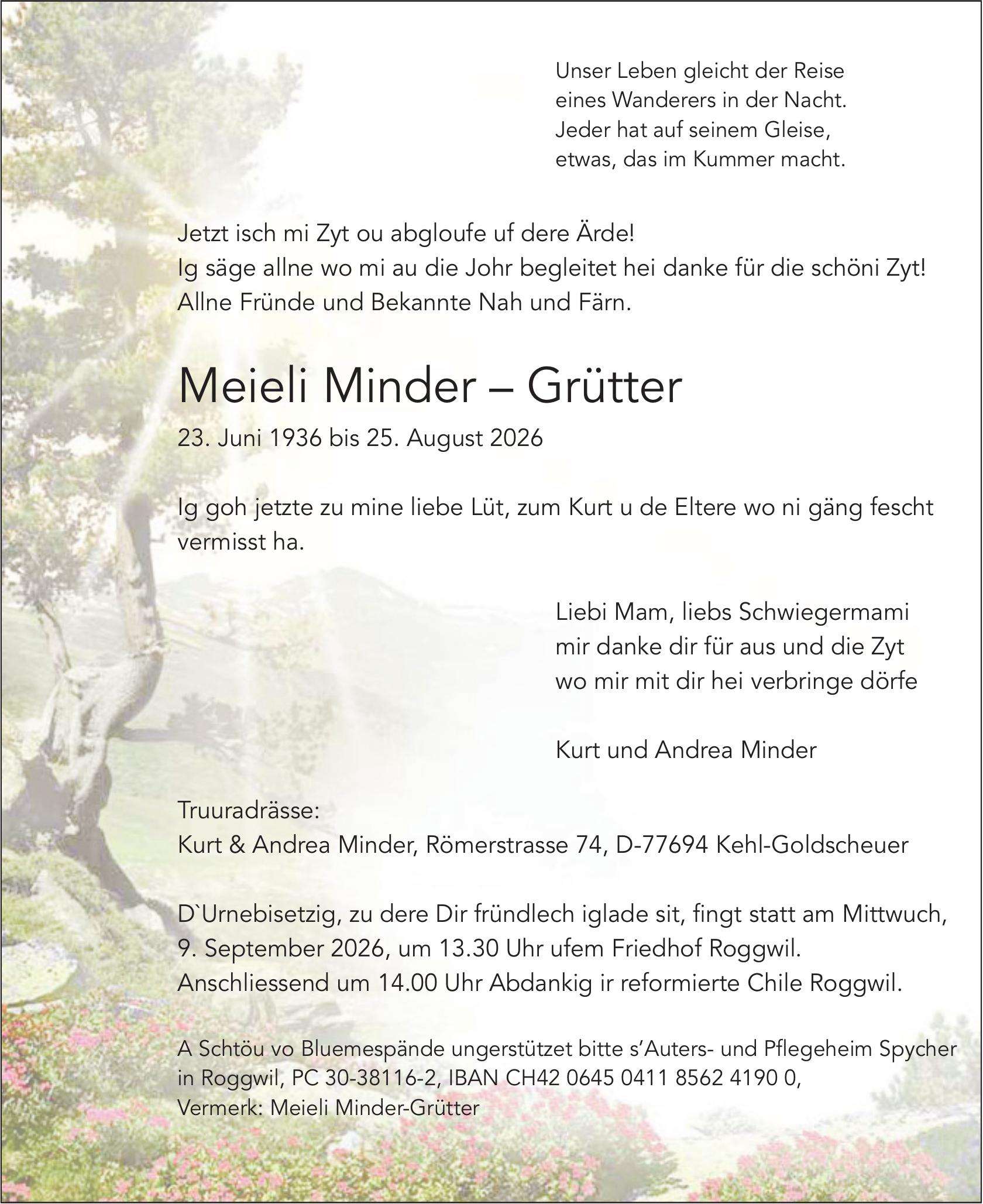 Meieli Minder – Grütter / TA
