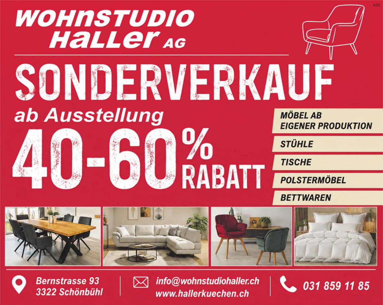 WOHNSTUDIO HALLER AG, Schönbühl - SONDERVERKAUF