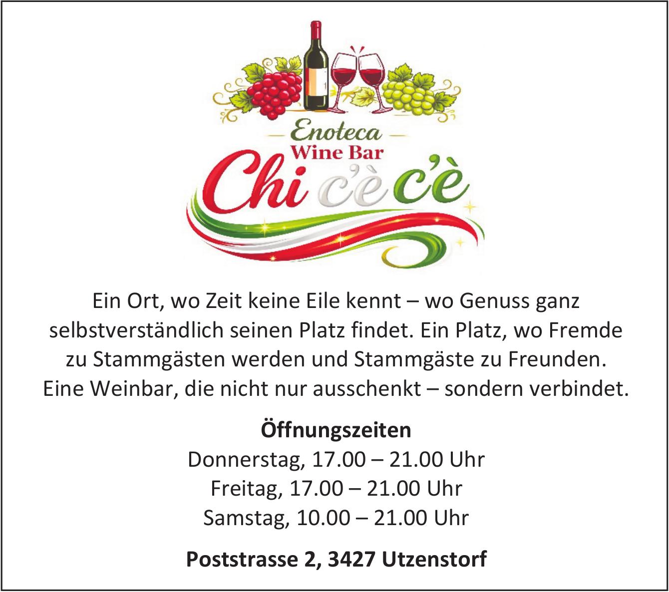 Enoteca Wine Bar Chi c'è c'è, Utzenstorf - Eine Weinbar, die nicht nur ausschenkt – sondern verbindet.