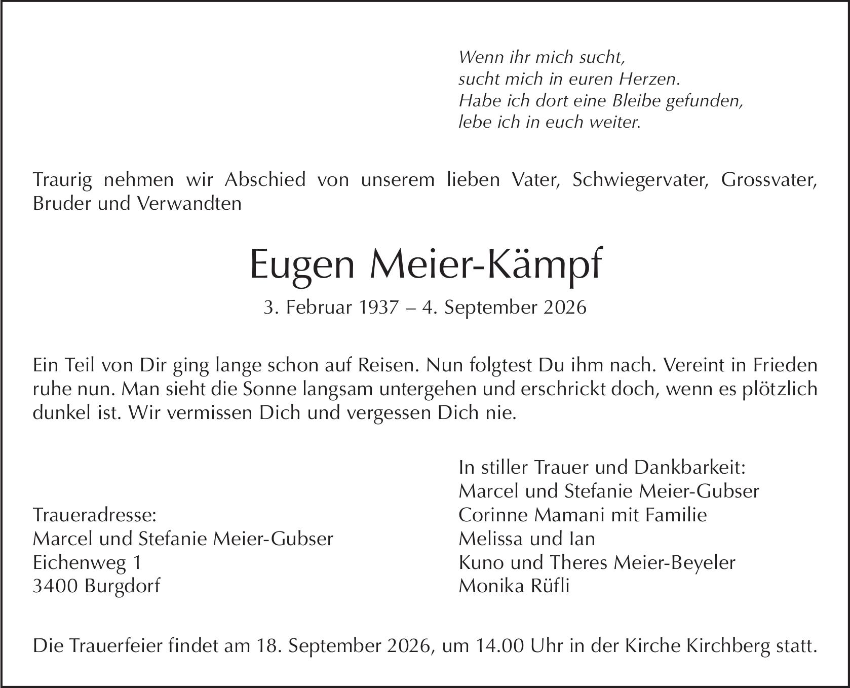 Eugen Meier-Kämpf, September 2026 / TA