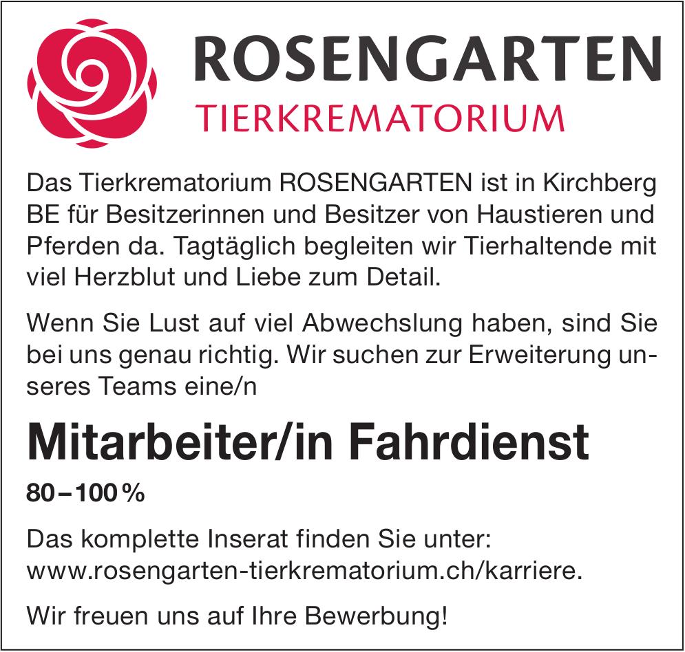Mitarbeiter/in Fahrdienst 80-100%, ROSENGARTEN TIERKREMATORIUM, gesucht