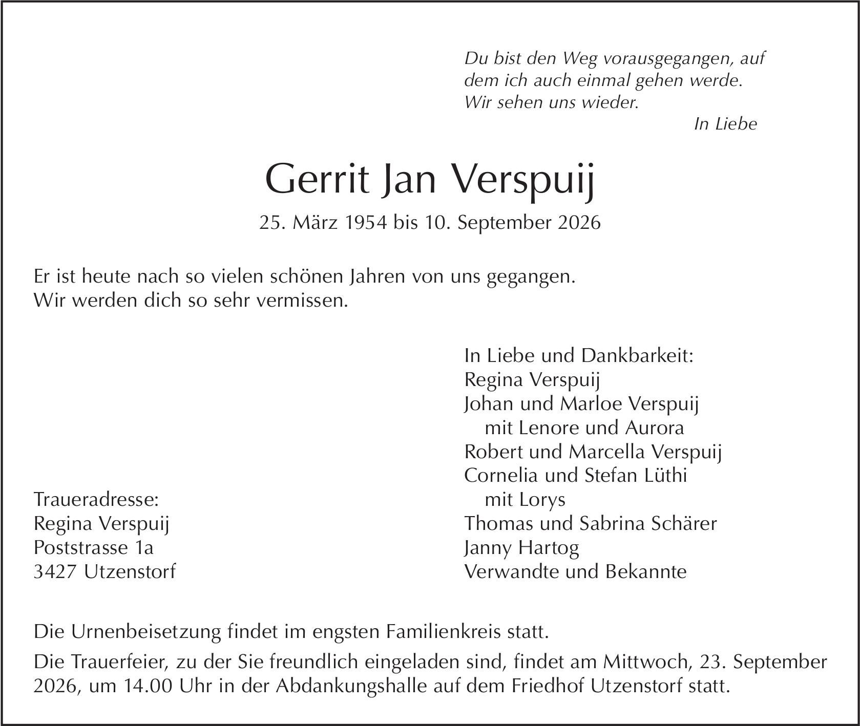 Gerrit Jan Verspuij, September 2026 / TA