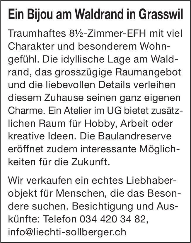 Ein Bijou am Waldrand in Grasswil, 7+-Zimmer-Wohnung, zu verkaufen