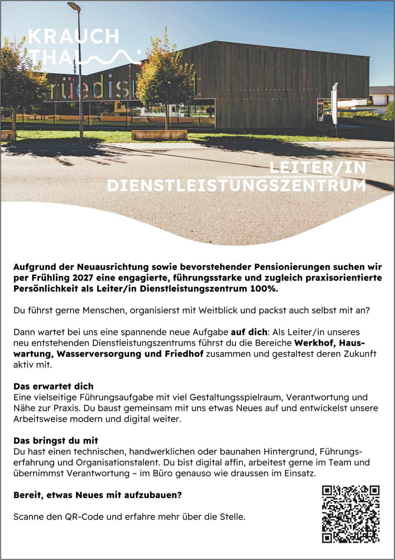 Leiter/in Dienstleistungszentrum, Krauchthal, Gesucht