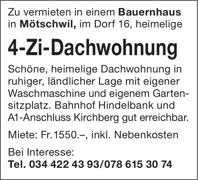 4-Zi-Dachwohnung, Mötschwil, zu vermieten