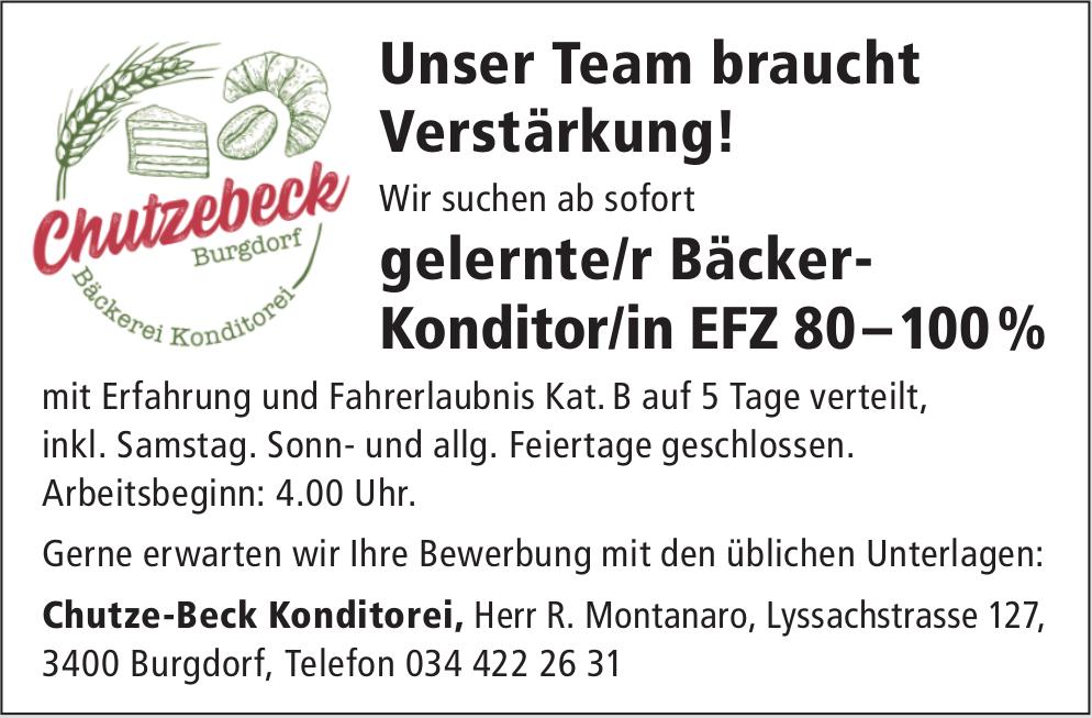 gelernte/r Bäcker-Konditor/in EFZ 80–100%, Chutze-Beck Konditorei, Burgdorf, Gesucht