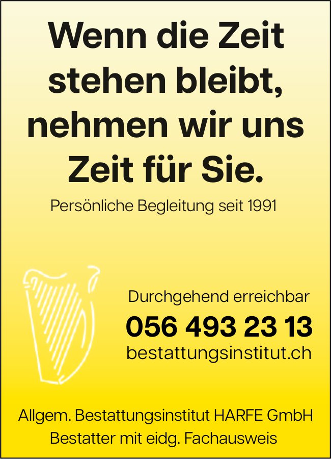 Allgem. Bestattungsinstitut HARFE GmbH, Wenn die Zeit stehen bleibt
