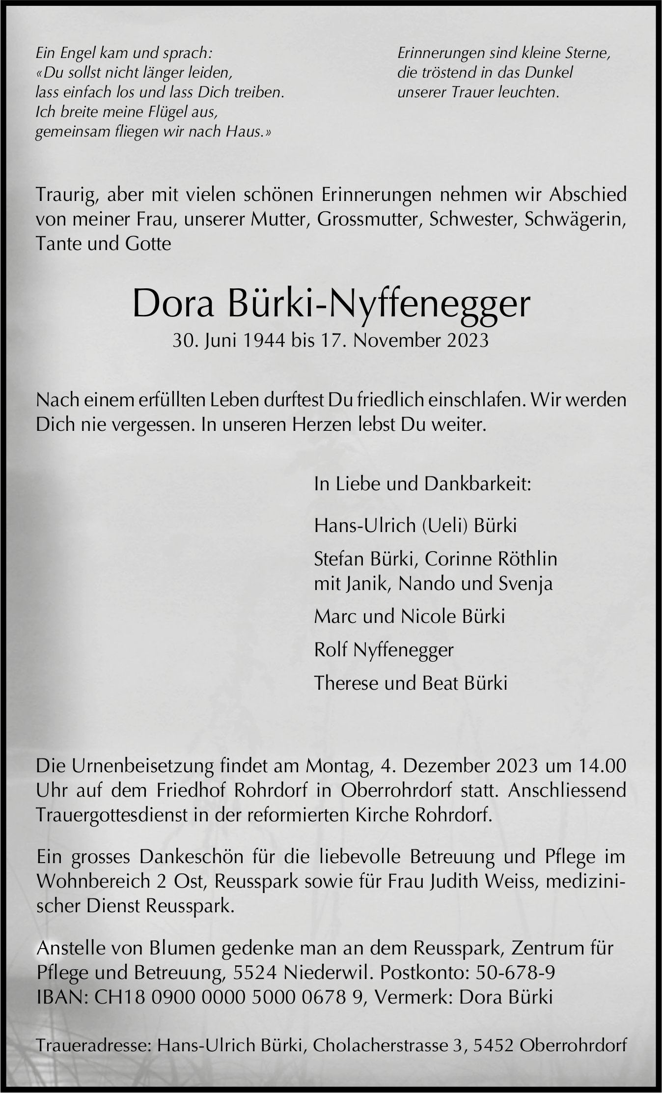 Bürki-Nyffenegger Dora, November 2023 / TA