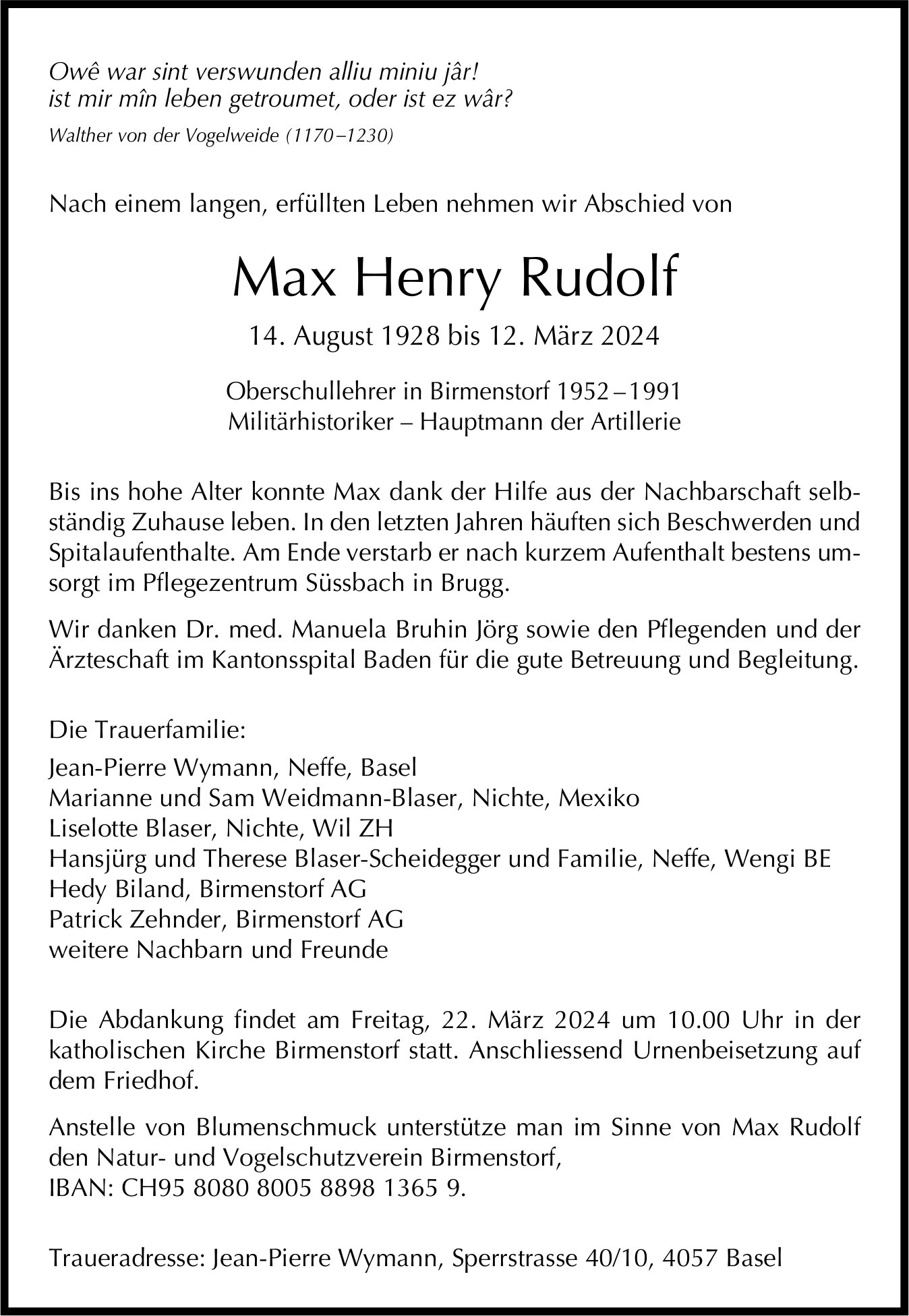 Rudolf Max Henry, März 2024 / TA