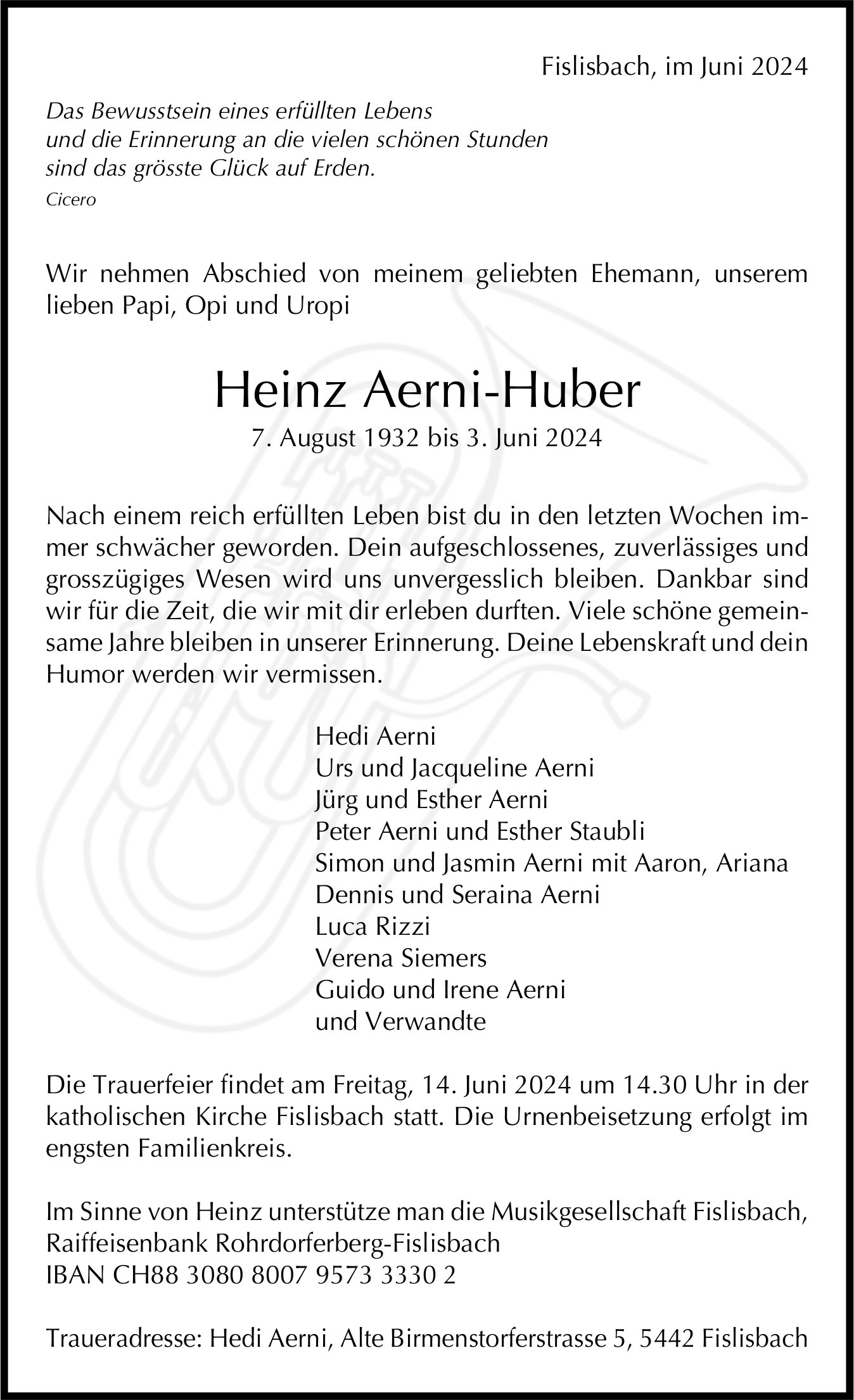 Aerni-Huber Heinz, Juni 2024 / TA