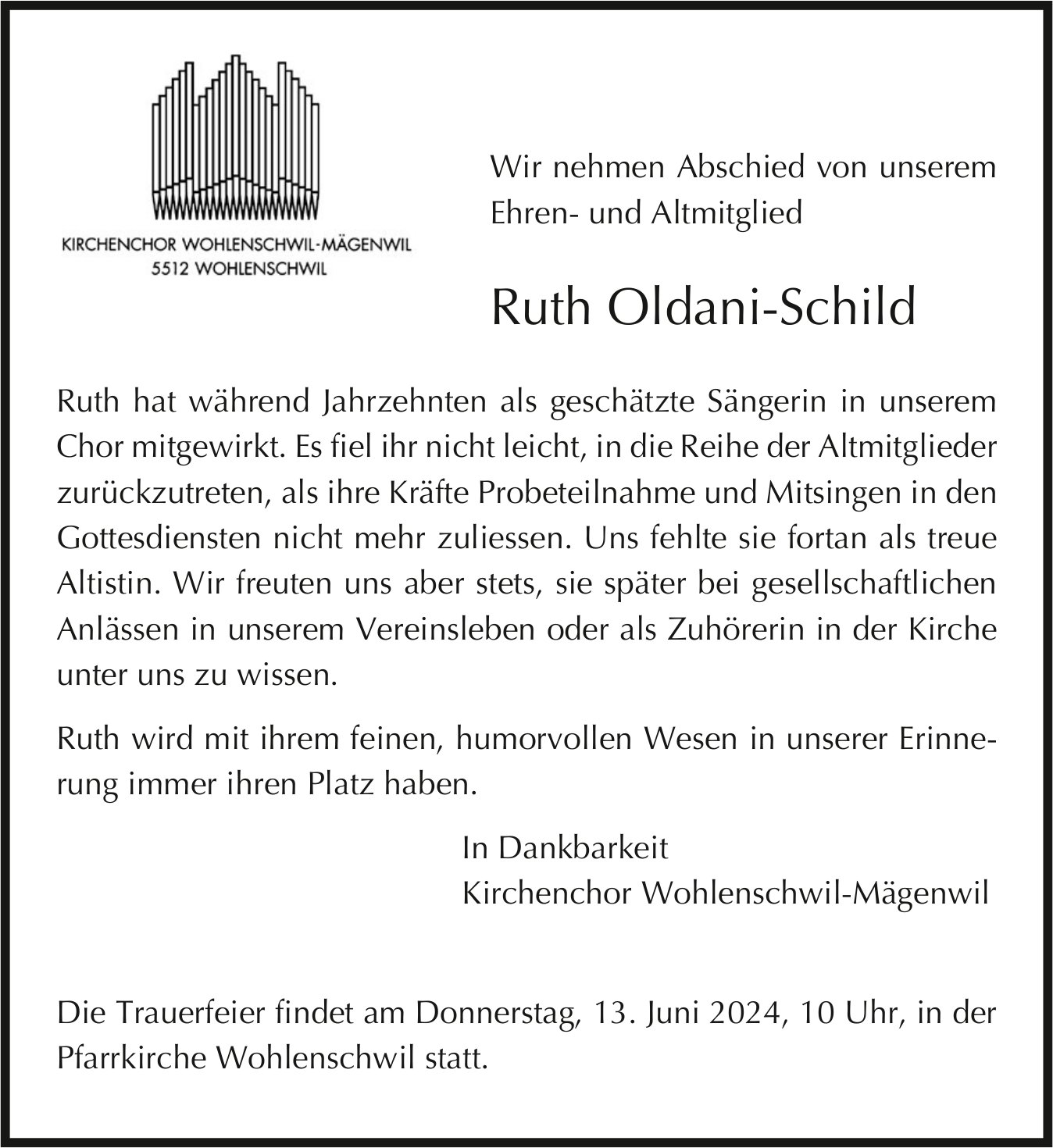 Oldani-Schild Ruth, Juni 2024 / TA