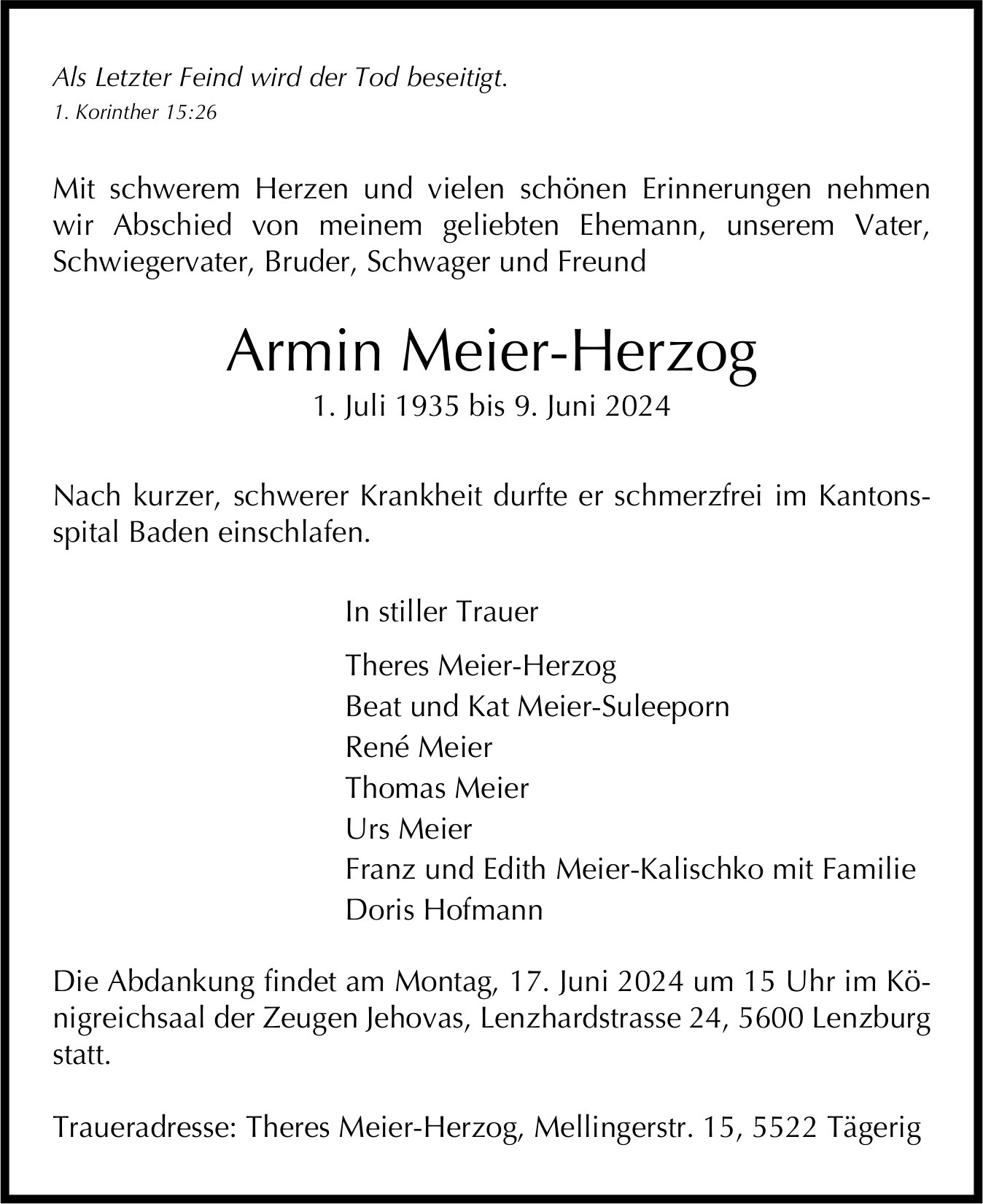 Meier-Herzog Armin, Juni 2024 / TA