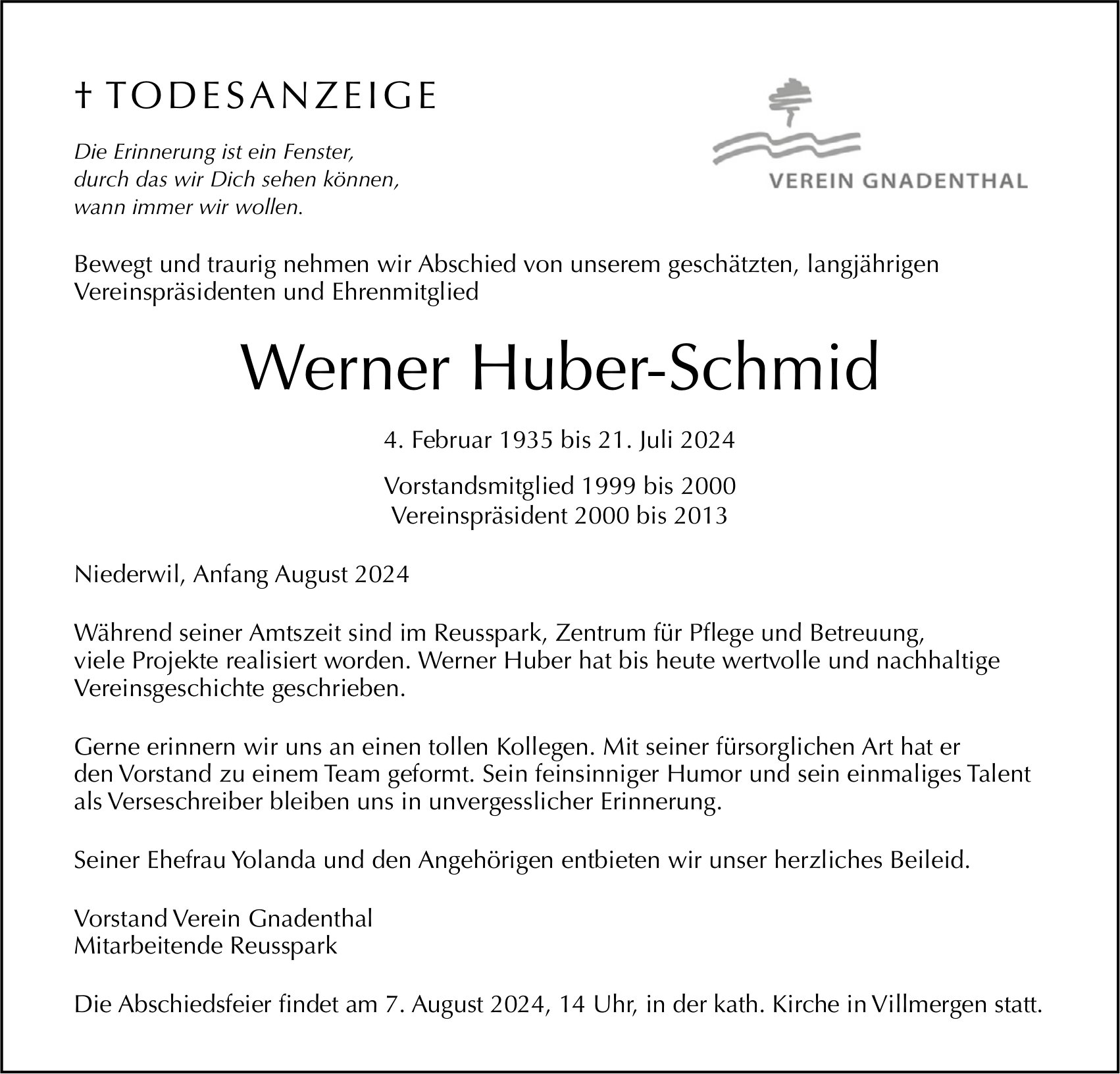 Werner Huber-Schmid, Juli 2024 / TA