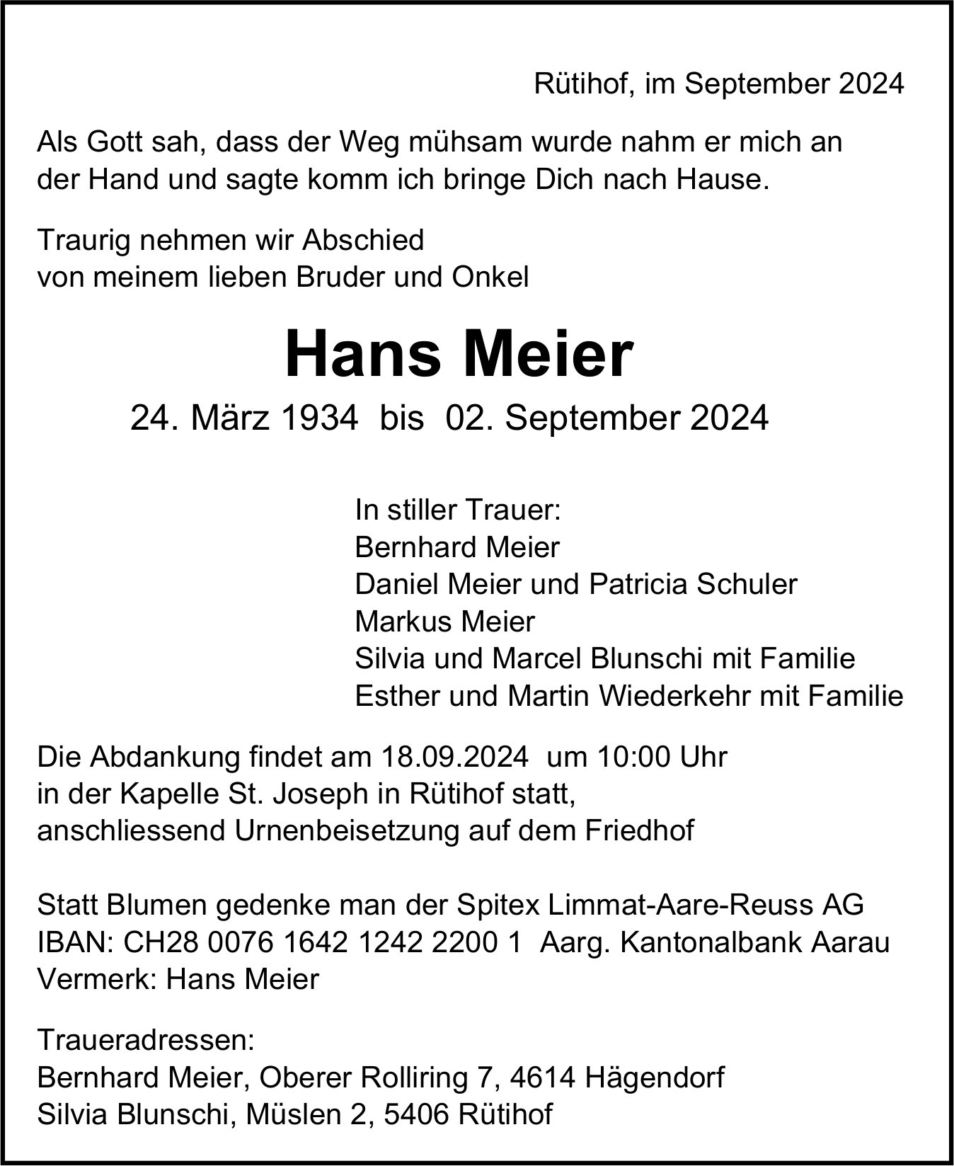 Meier Hans, September 2024 / TA