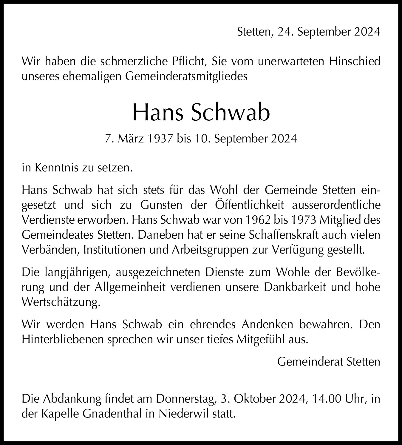 Schwab Hans, September 2024 / TA