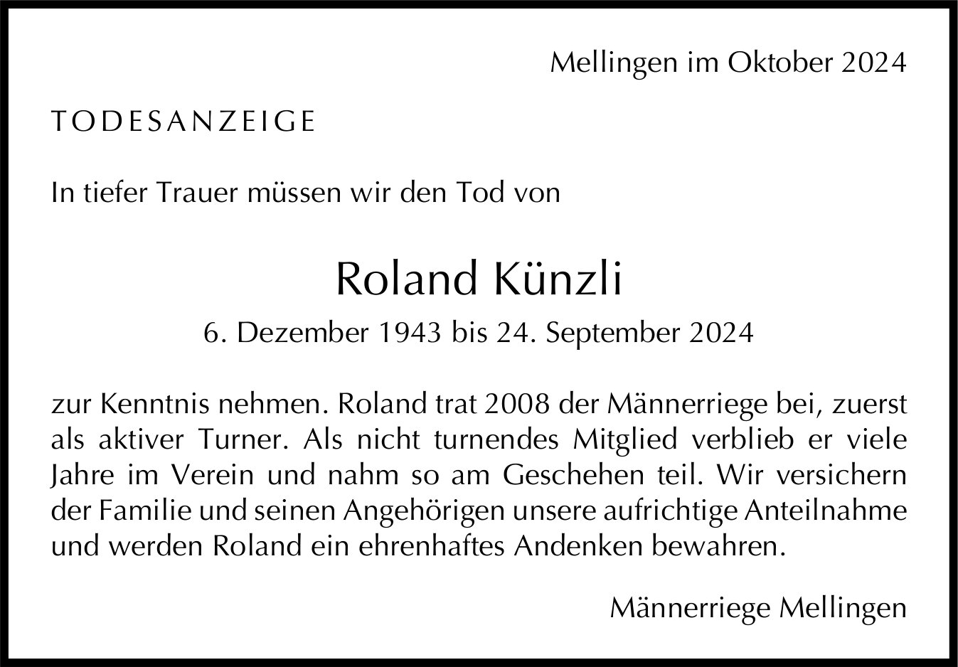 Künzli Roland, September 2024 / TA