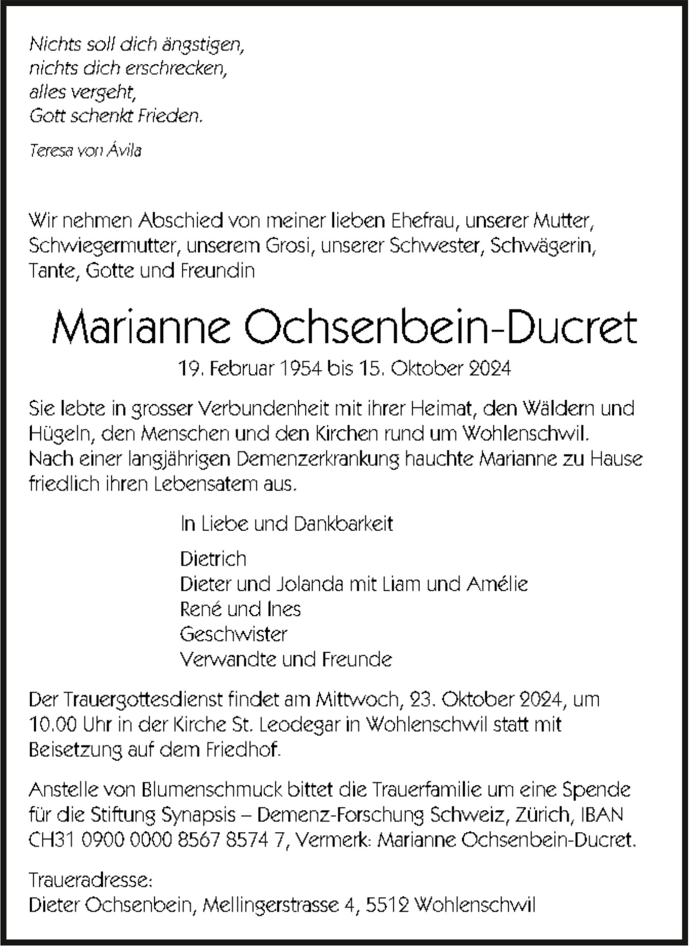 Ochsenbein-Ducret Marianne, Oktober 2024 / TA