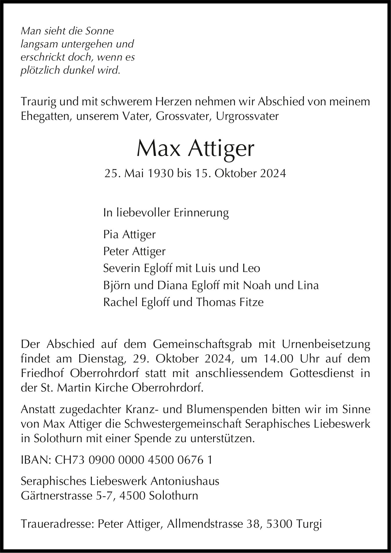 Attiger Max, Oktober 2024 / TA