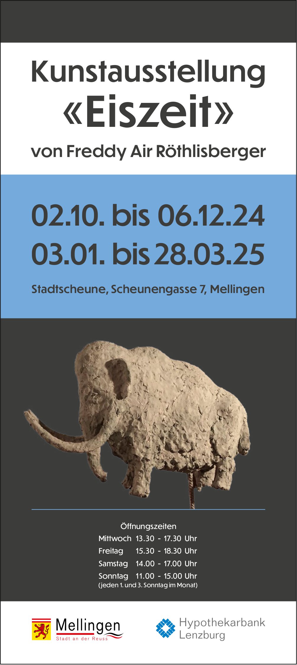 Kunstausstellung «Eiszeit», 2. Oktober 2024 - 28. März 2025, Stadtscheune, Mellingen