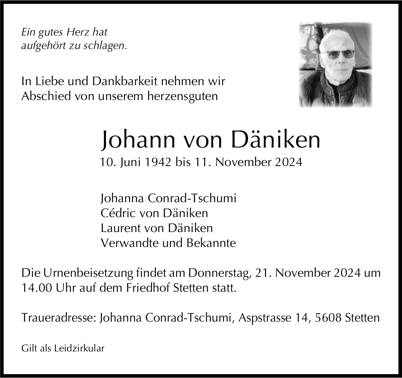 Von Däniken Johann, November 2024 / TA