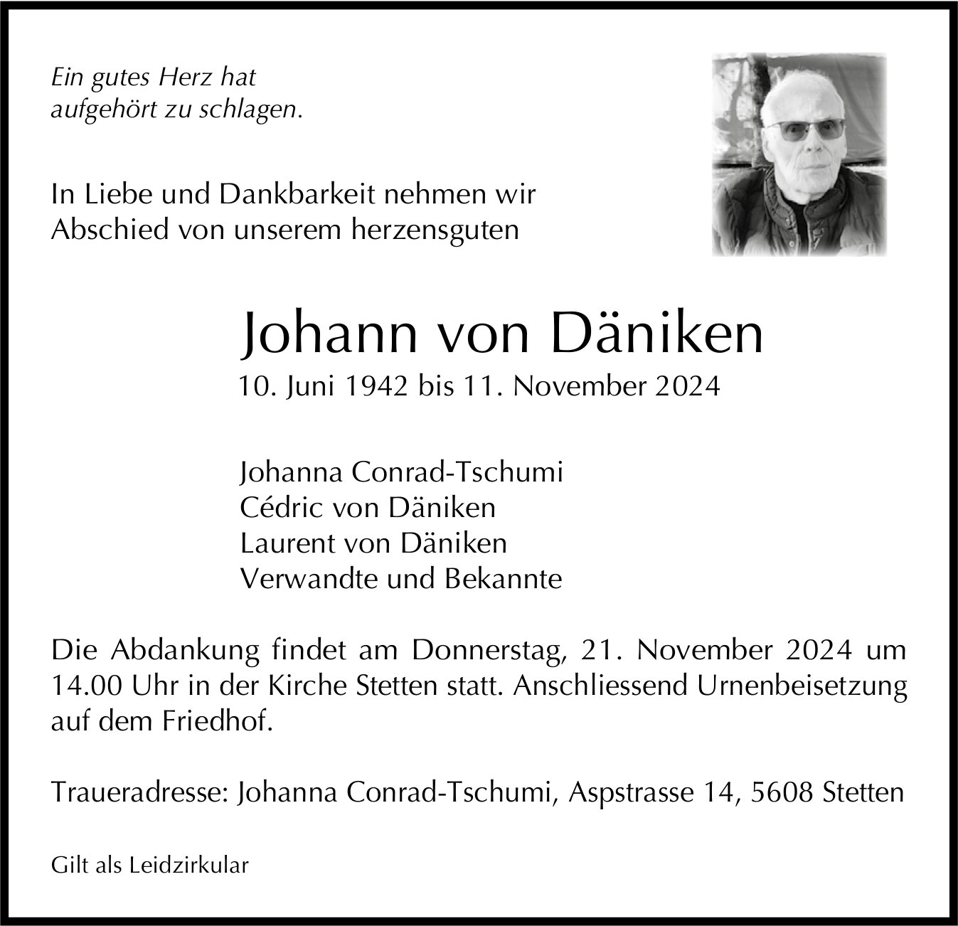 Von Däniken Johann, November 2024 / TA