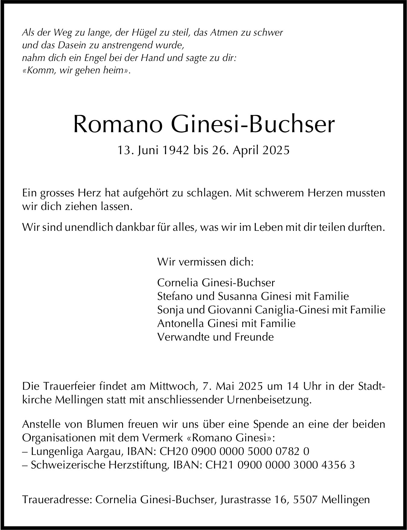 Romano Ginesi-Buchser, April 2025 / TA