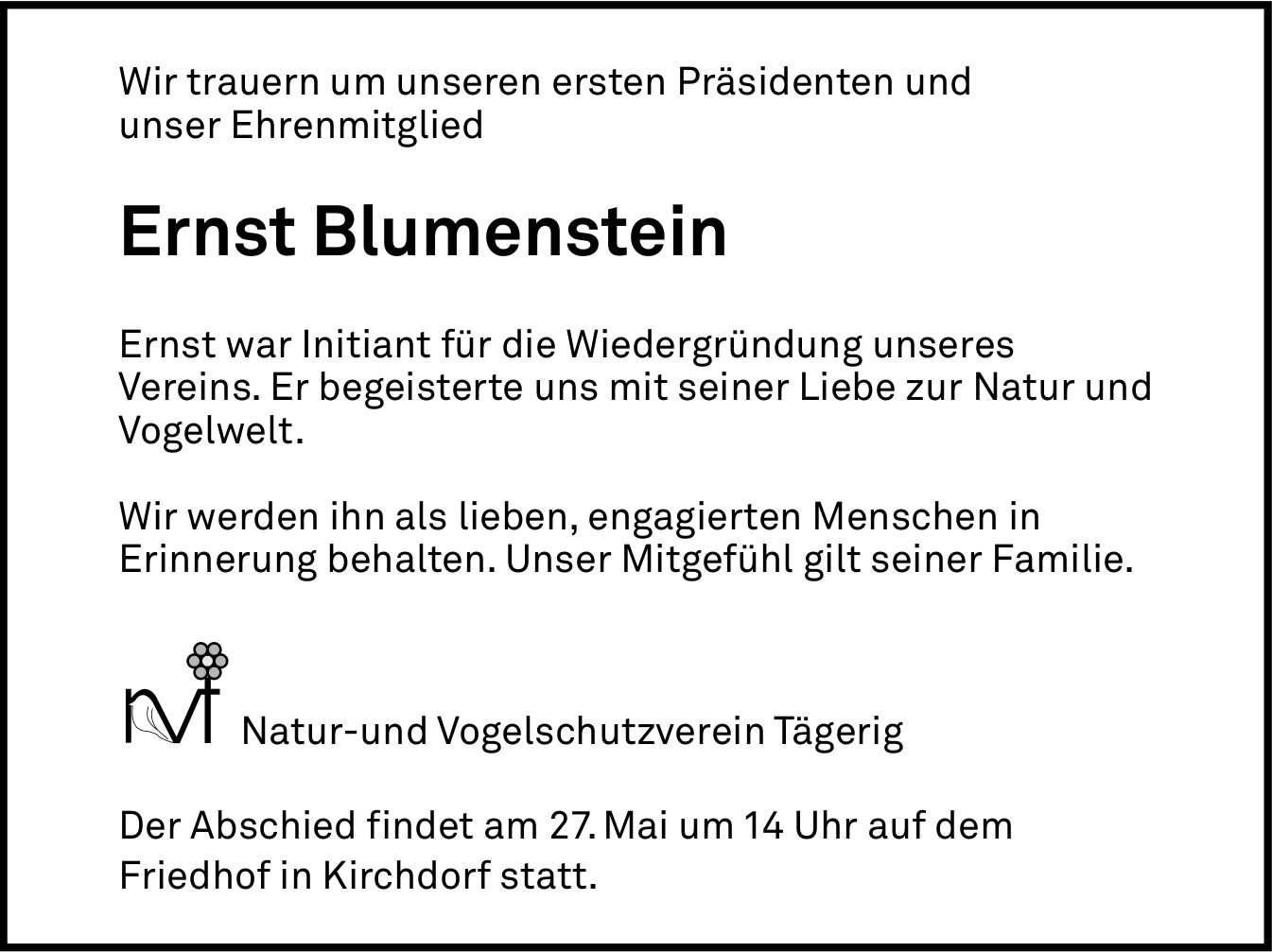 Blumenstein Ernst, Mai 2025 / TA