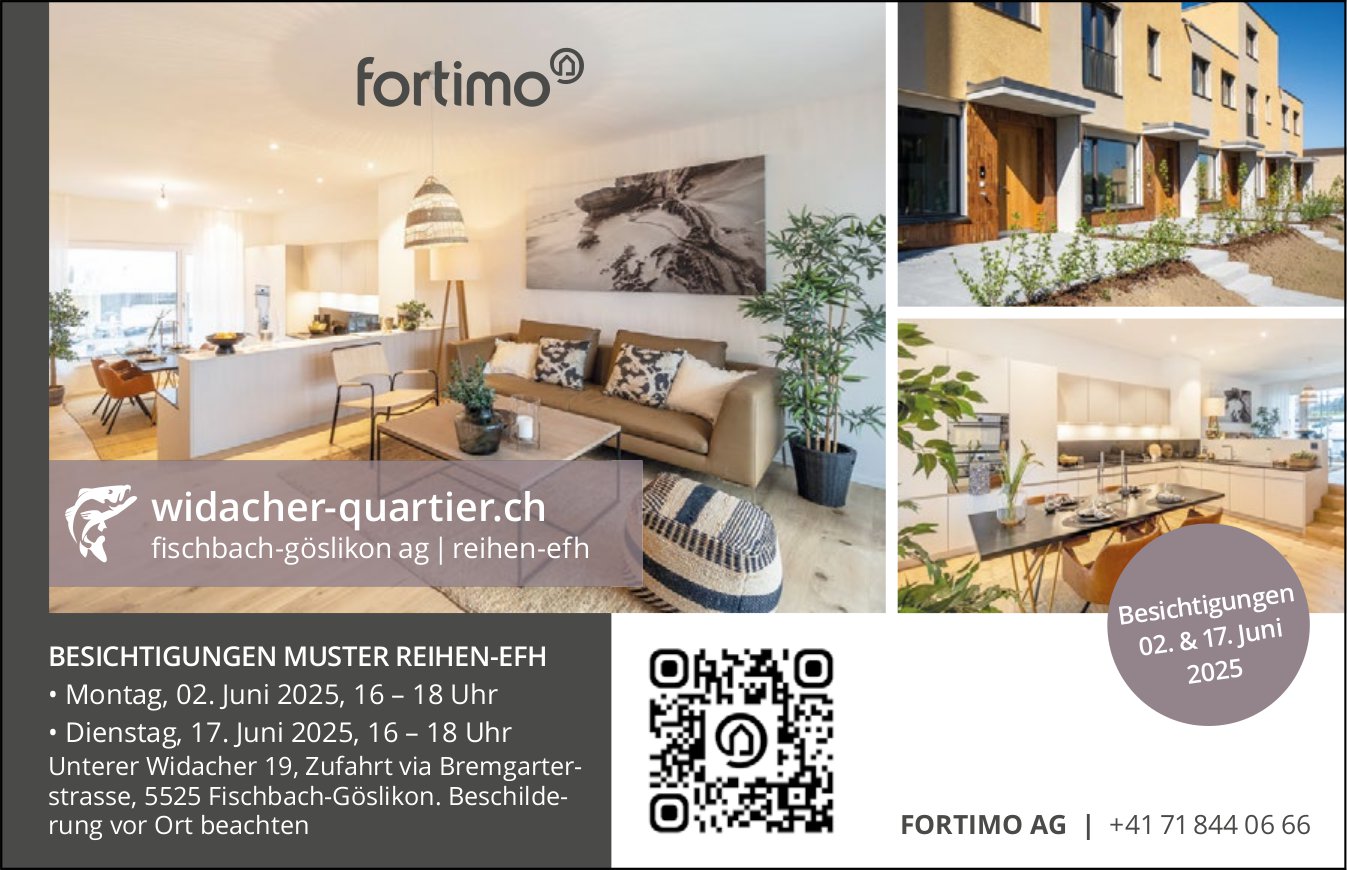 Beichtigungen Muster Reihen EFH, 2. und 17. Juni, Fischbach-Göslikon,  zu verkaufen
