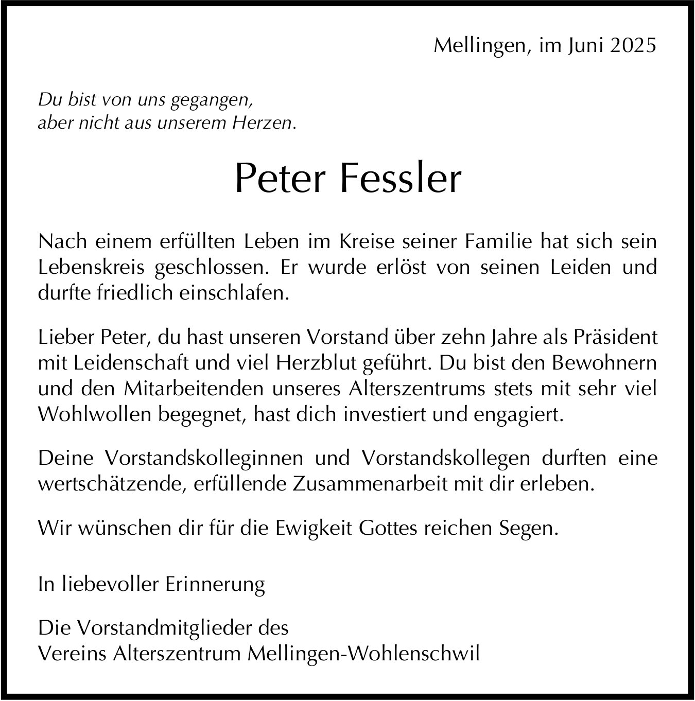 Fessler Peter, Mai 2025 / TA
