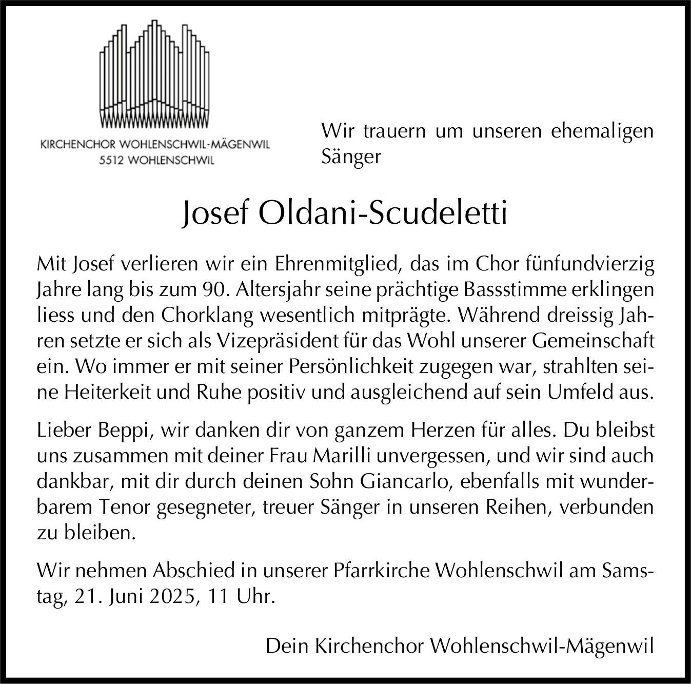 Oldani-Scudeletti Josef, Juni 2025 / TA