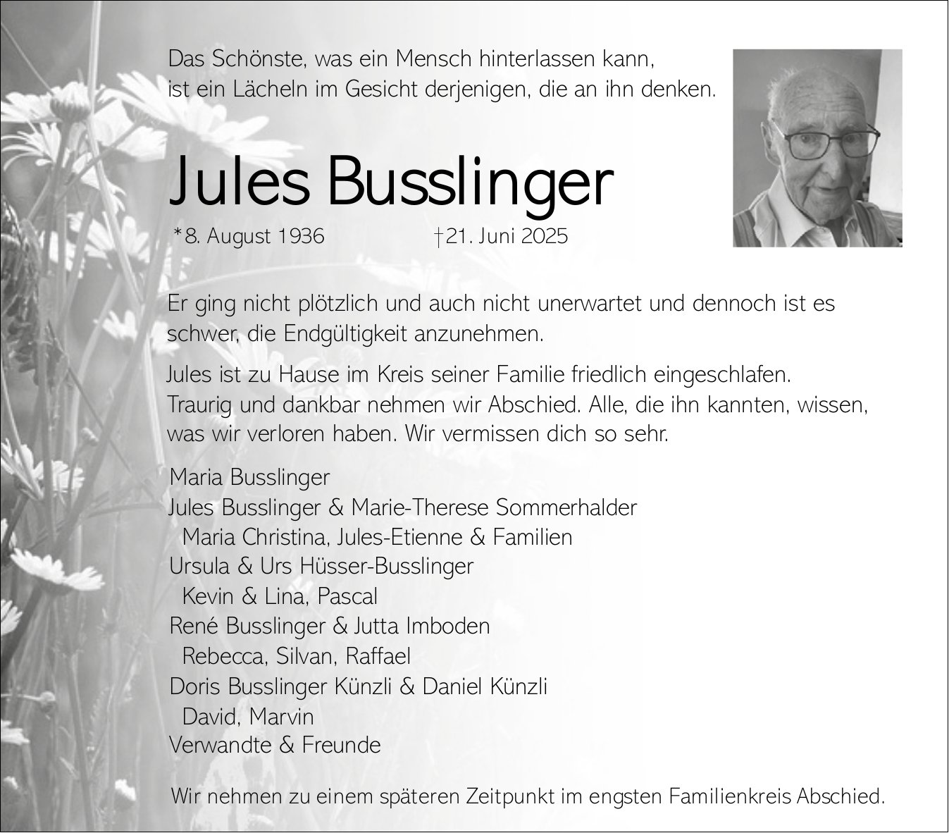 Busslinger Jules, Juni 2025 / TA