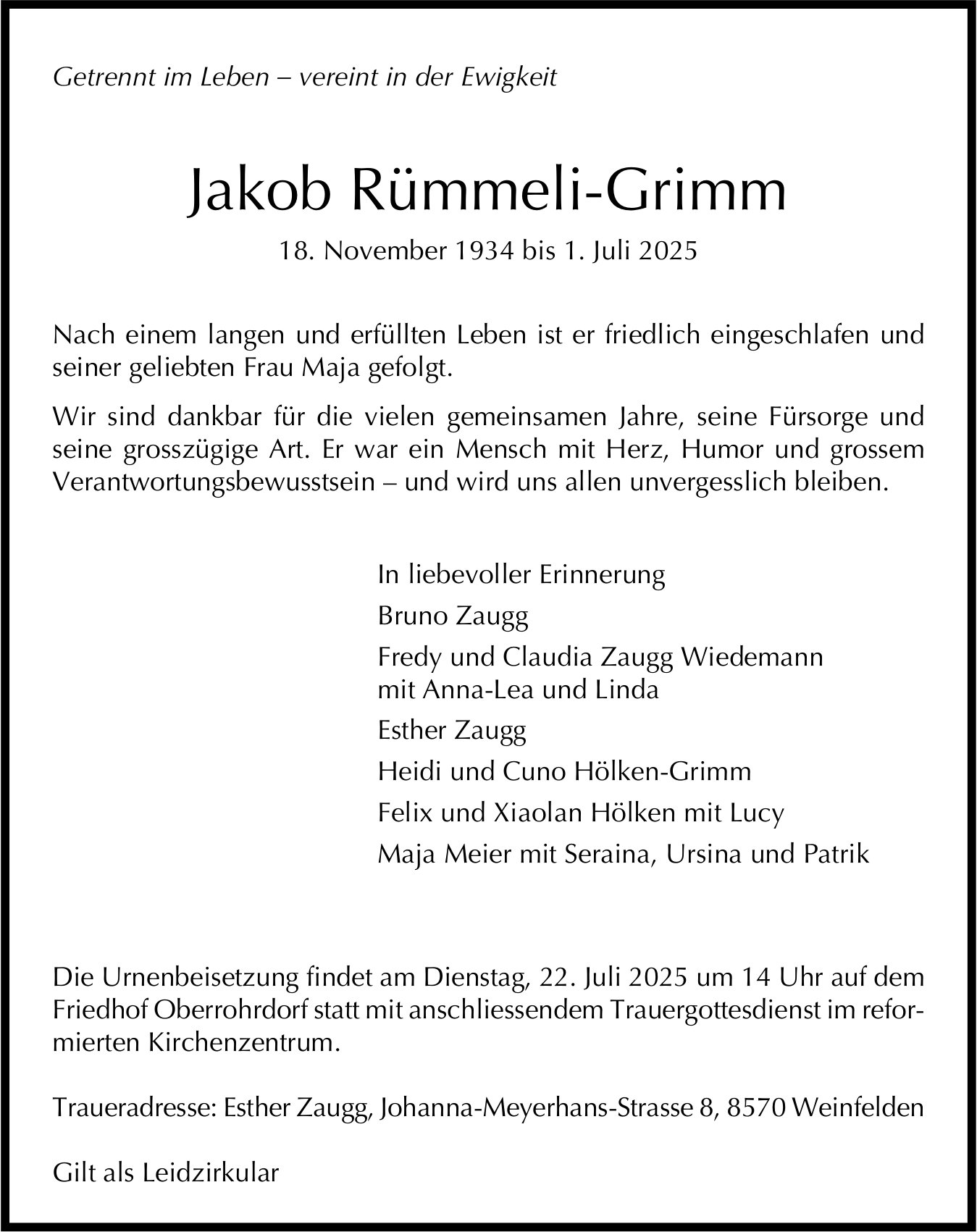 Rümmeli-Grimm Jakob, Juli 2025 / TA