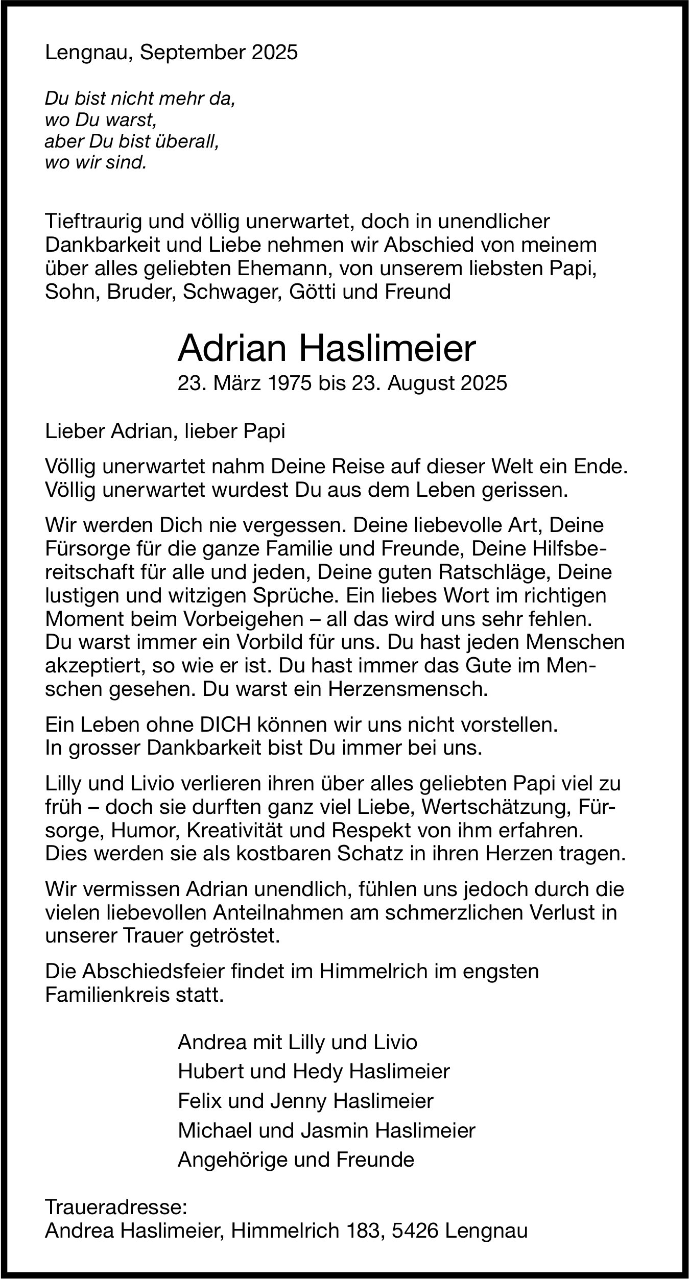 Haslimeier Adrian, August 2025 / TA