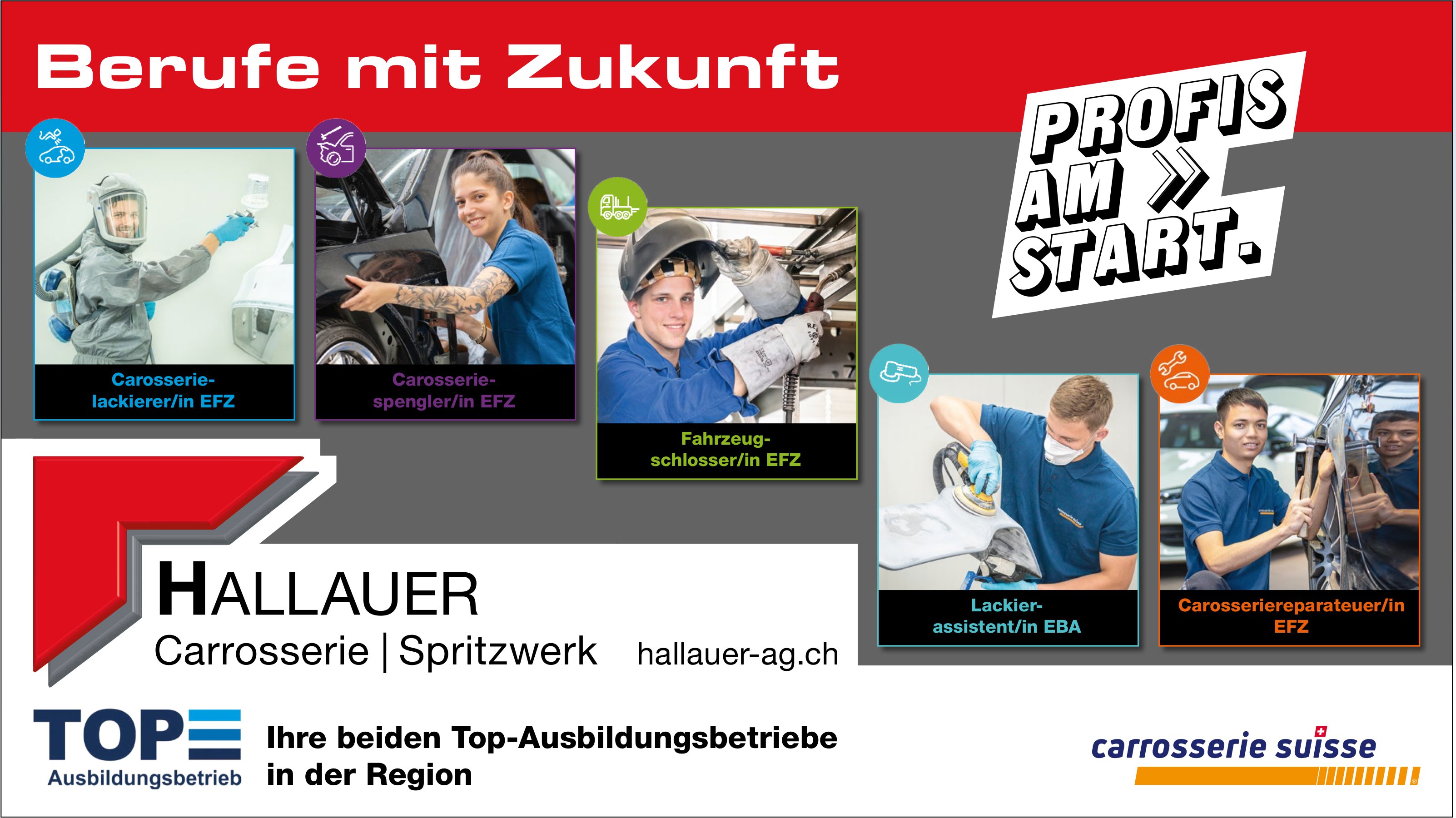 Lehrstellen, Hallauer AG, Carrosserie Spritzwerk, zu vergeben