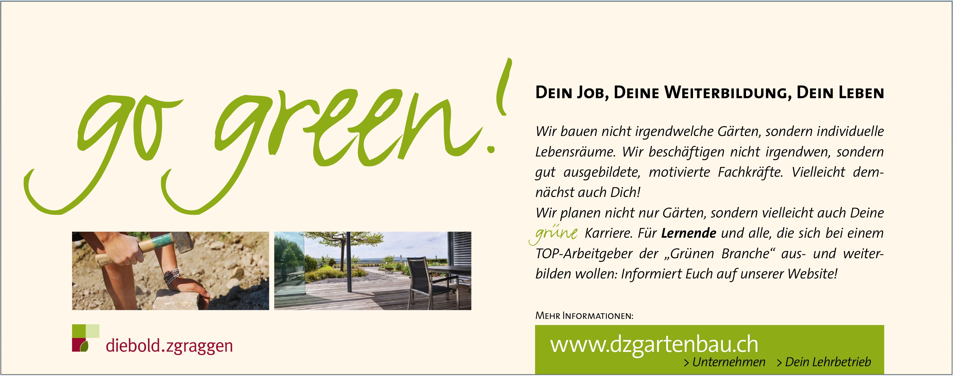 Lehrstellen, Gartenbau Diebold Zgraggen, zu vergeben