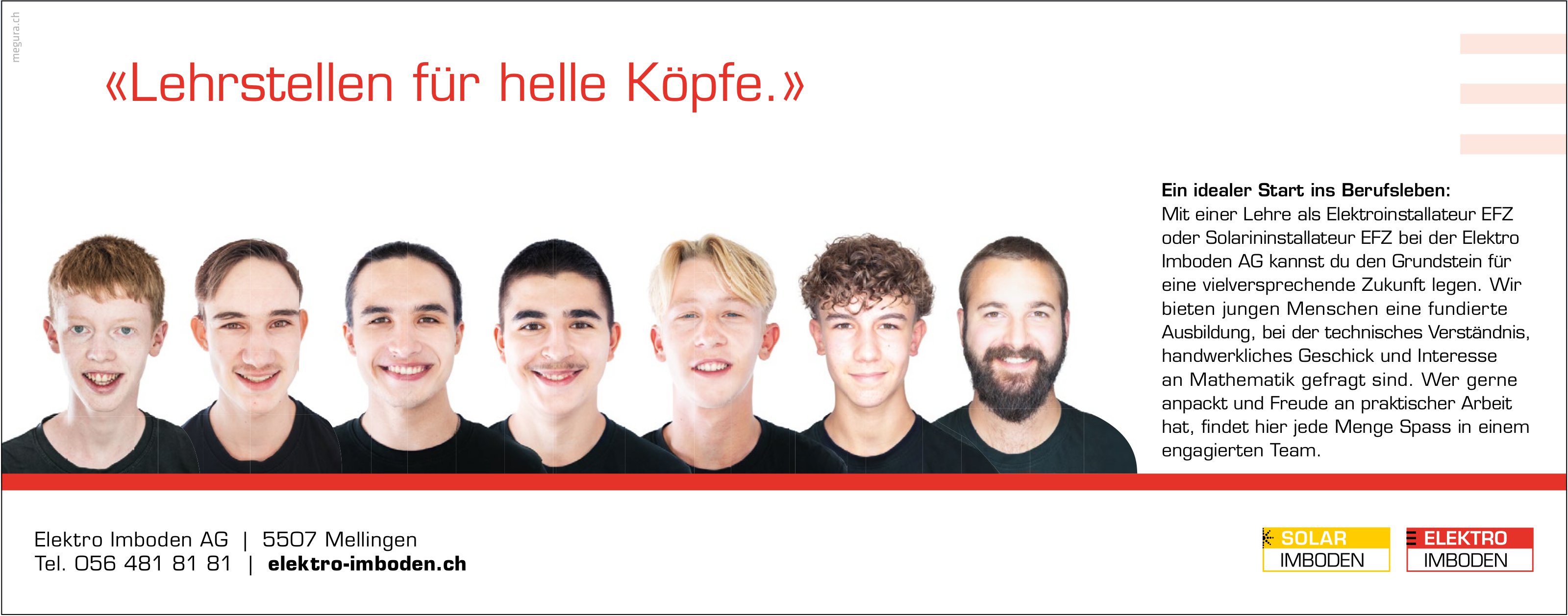 Lehrstellen, Elektro Imboden AG, Mellingen, zu vergeben
