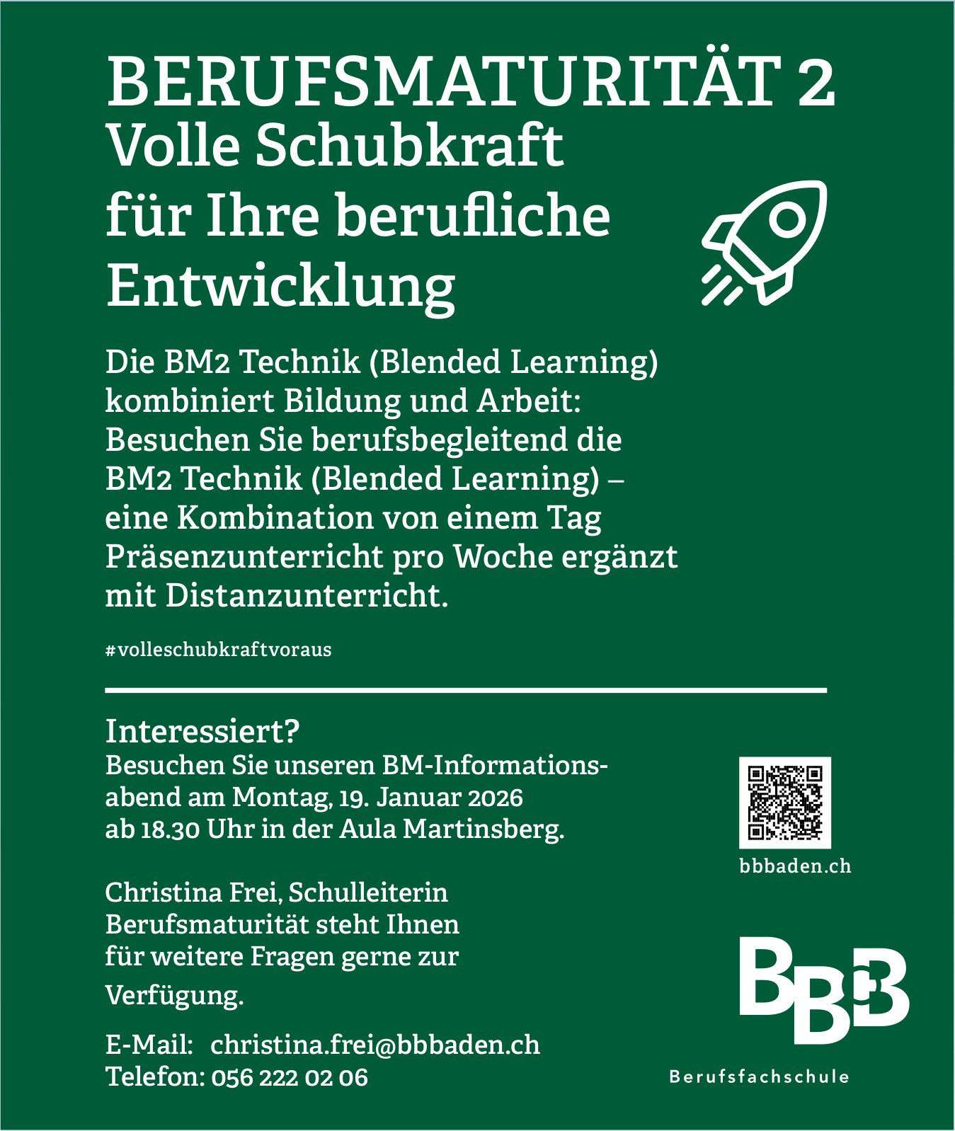 BM-Informationsabend, 19. Januar, Berufsschule, Baden
