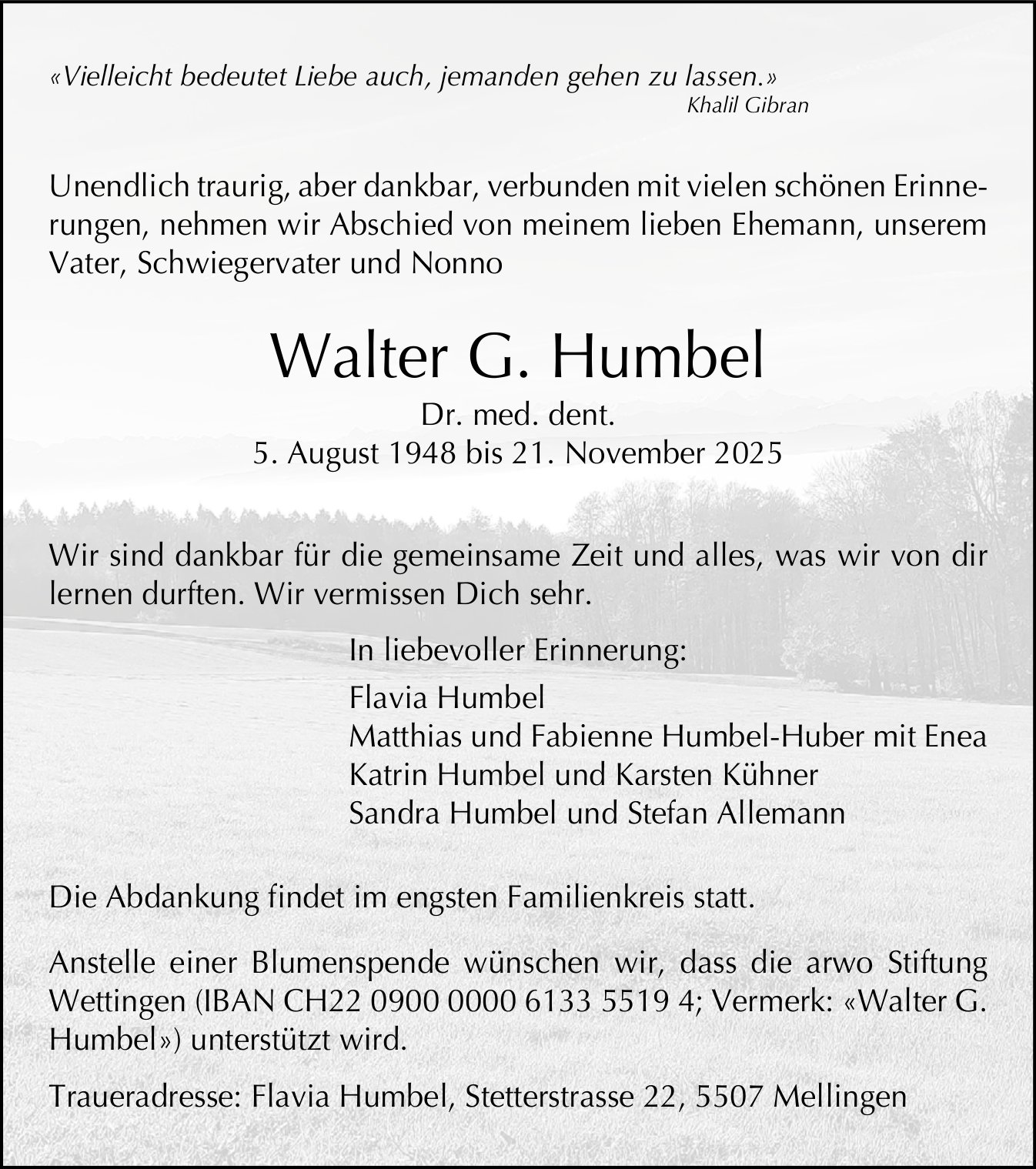 Humbel Walter G., November 2025 / TA