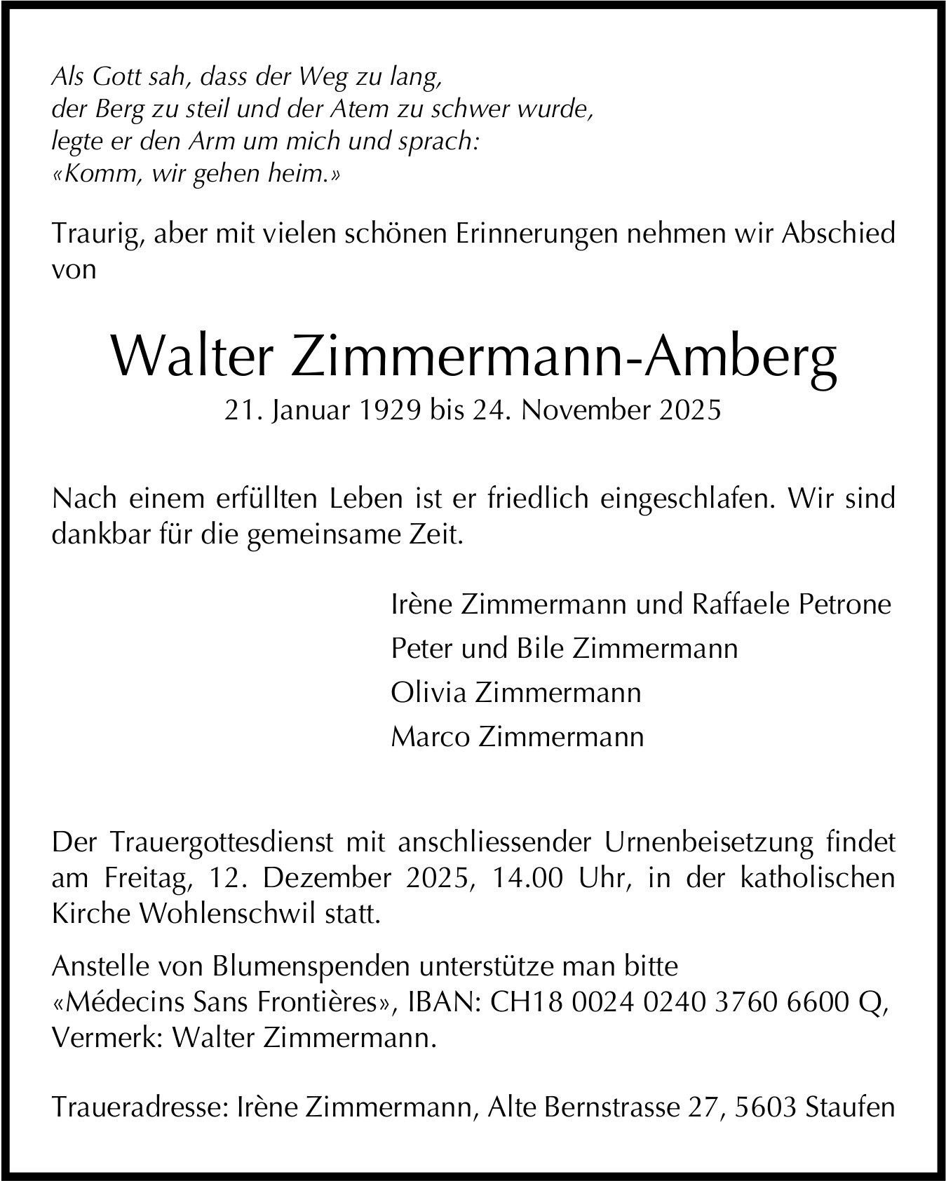 Zimmermann-Amberg Walter, November 2025 / TA