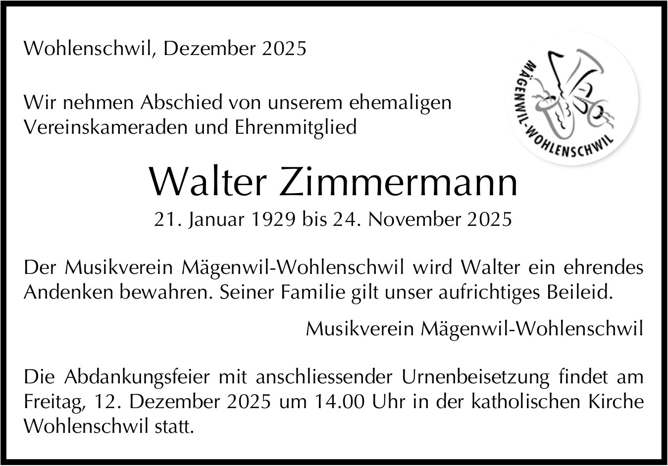 Zimmermann Walter, November 2025 / TA