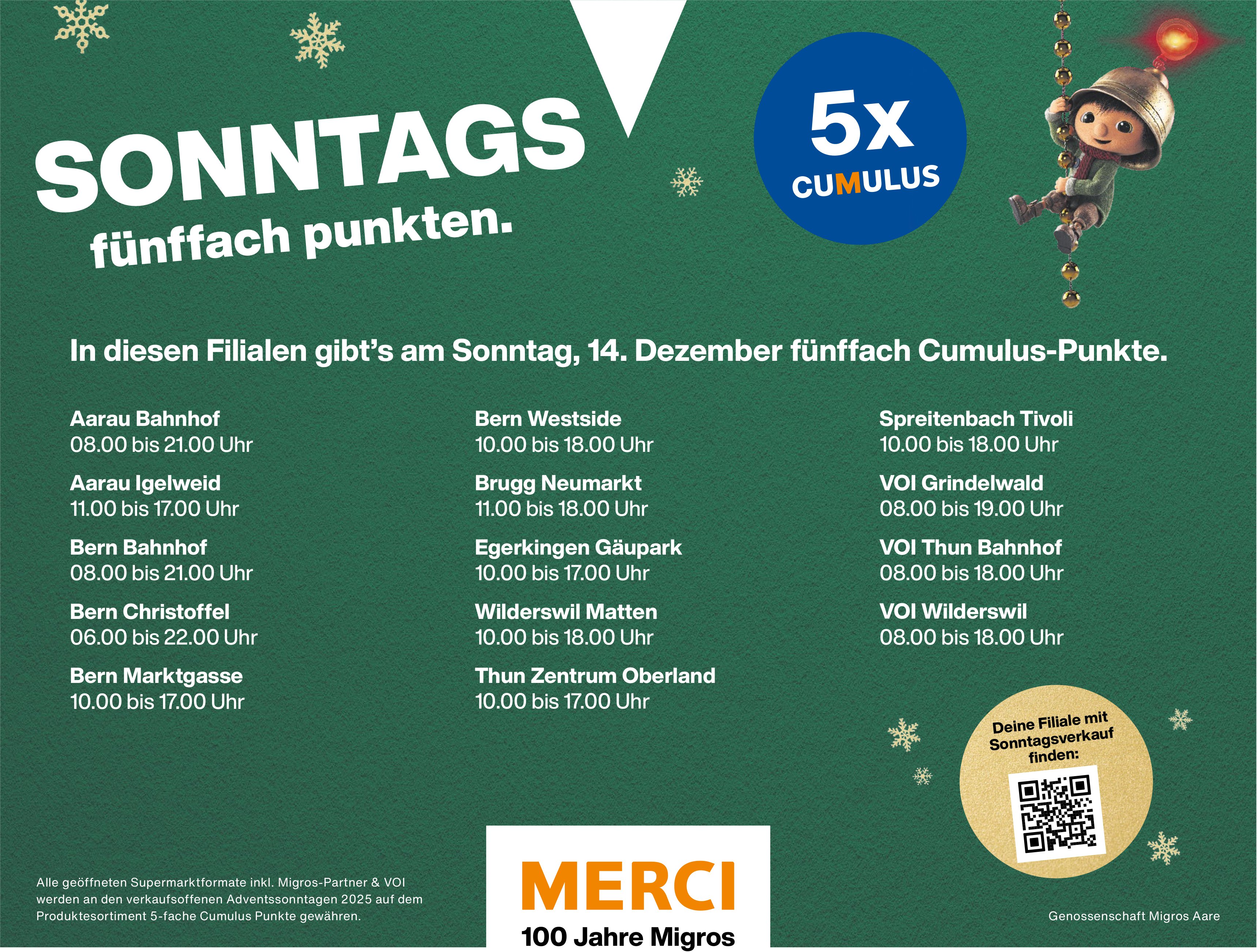 Genossenschaft Migros Aare, Sonntags fünffach punkten