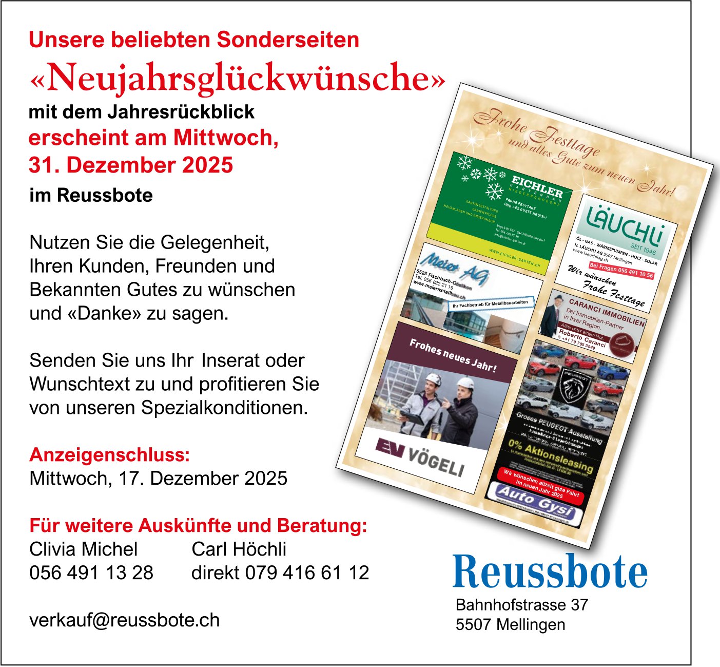 Reussbote, Neujahrsglückwünsche