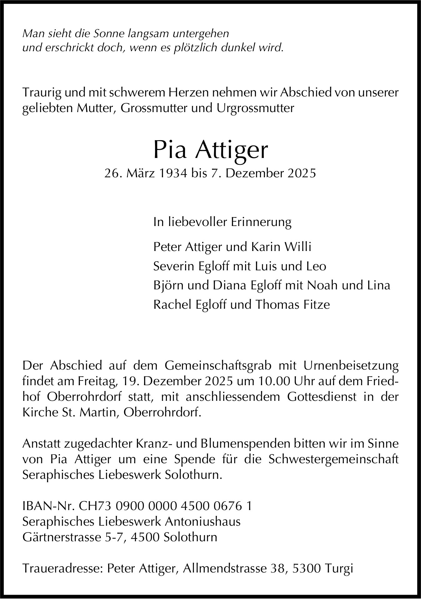 Attiger Pia, Dezember 2025 / TA