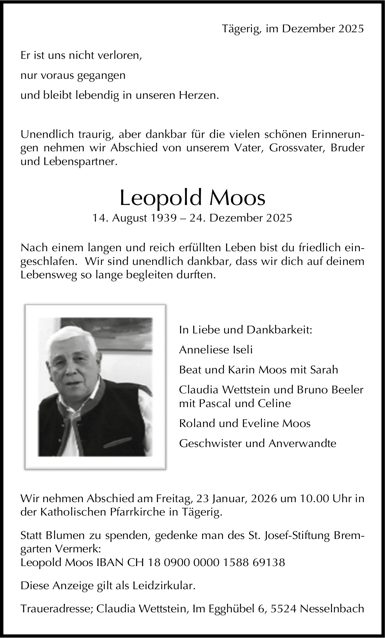 Moos Leopold, Dezember 2025 / TA