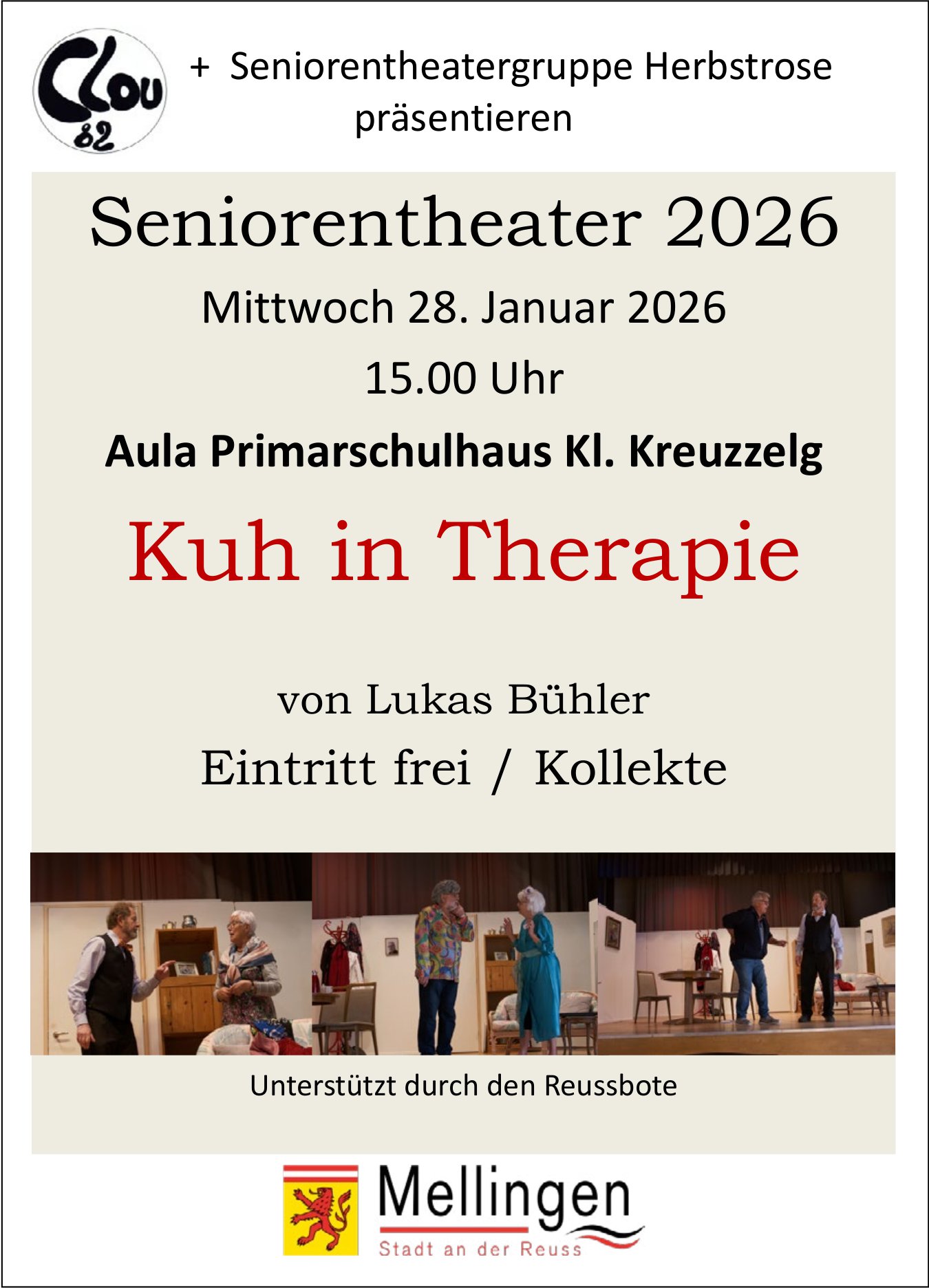Kuh in Therapie, 28. Januar, Aula Primarschulhaus Kl. Kreuzzelg, Mellingen