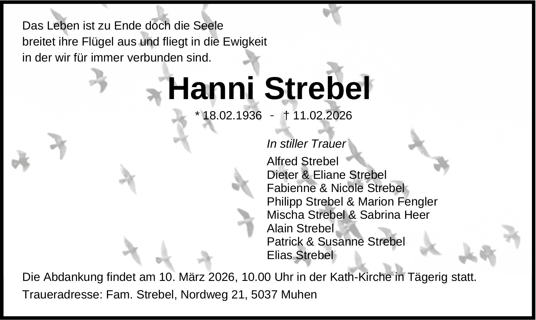 Strebel Hanni, Februar 2026 / TA