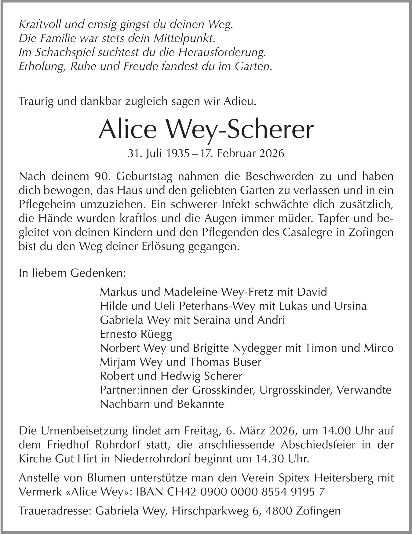 Alice Wey-Scherer, Februar 2026 / TA