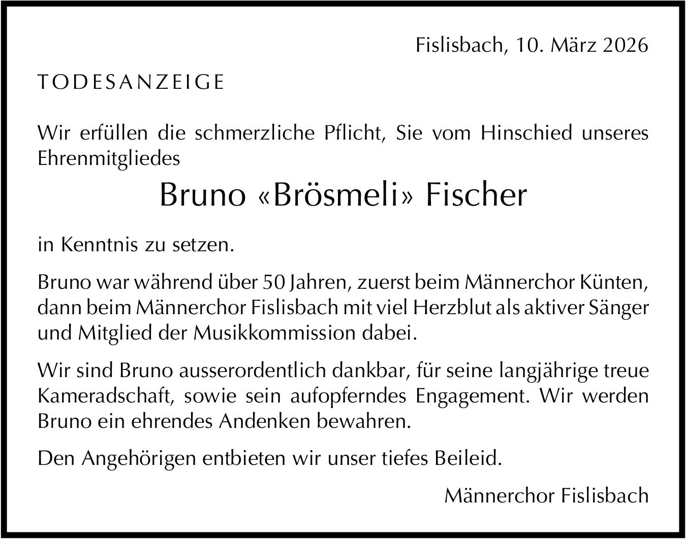 Bruno «Brösmeli» Fischer / TA