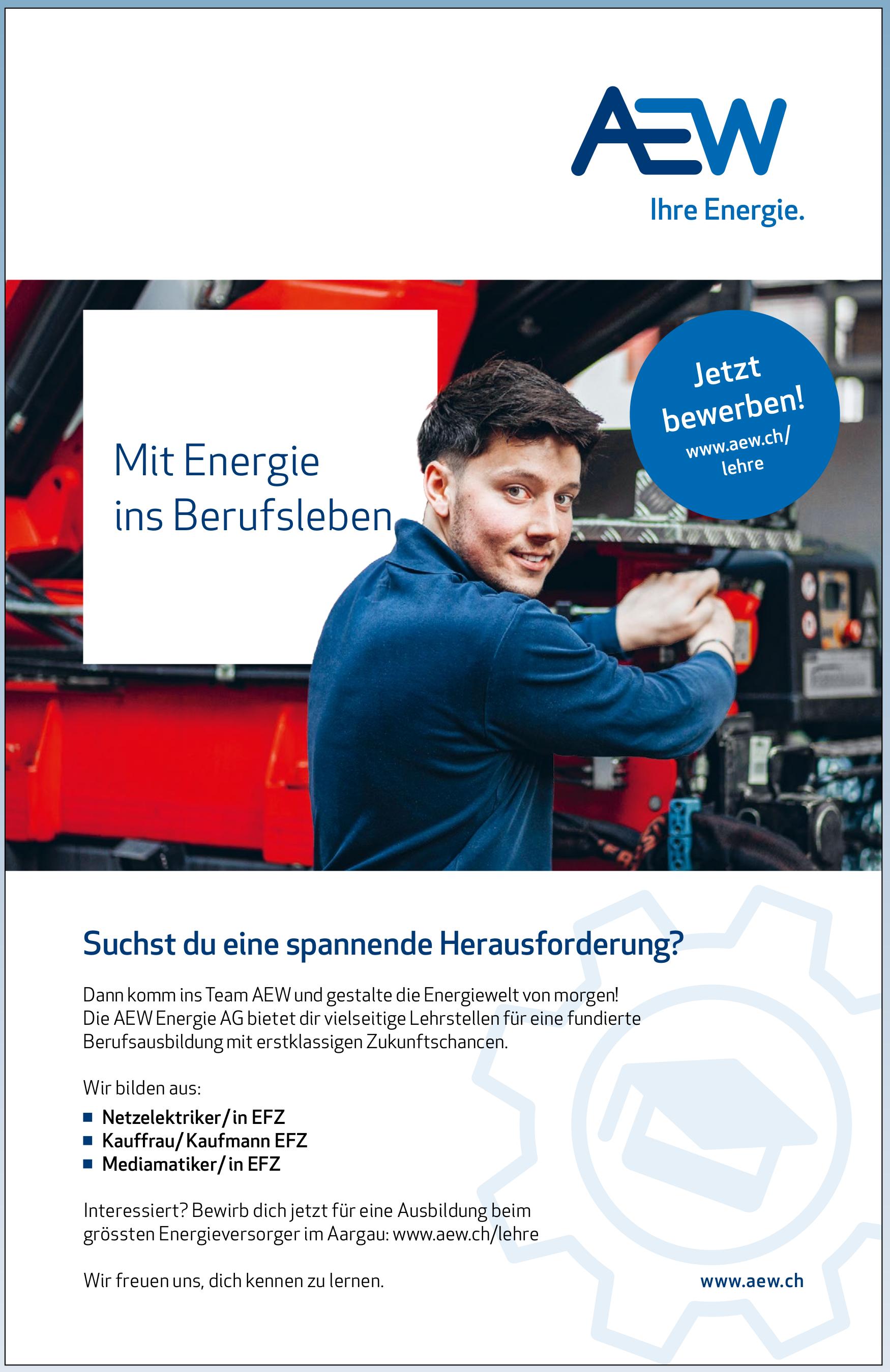 Netzelektriker/in EFZ, AEW, Gesucht