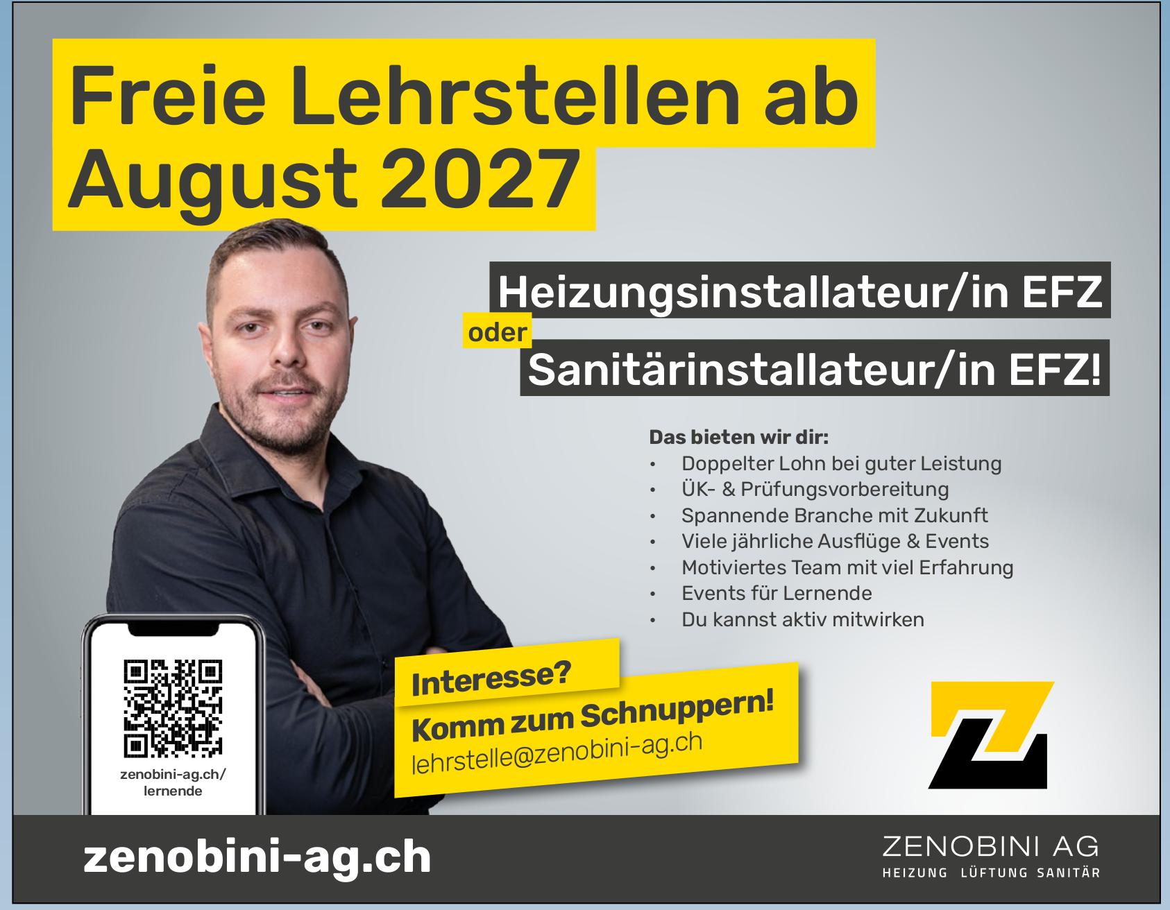 Heizungsinstallateur/in EFZ oder Sanitärinstallateur/in EFZ!, ZENOBINI AG, Gesucht